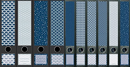 10er Set breite & schmale Ordnerrücken Pattern Blau Muster File Art Etiketten Deko 2208 2211 10er Set breite & schmale Ordnerrücken Pattern Blau Muster File Art Etiketten Deko 2208 2211 von Generisch