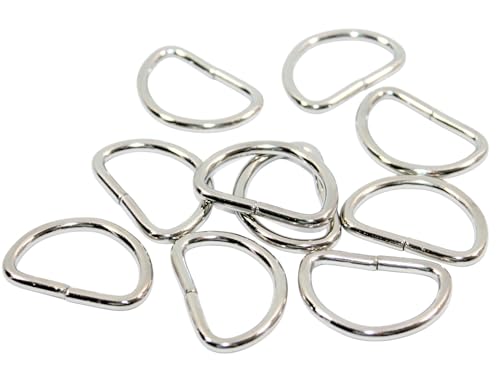 10x D-Ringe Metall, 25mm, Nickel, Halbrunde Ringe vernickelt von Generisch