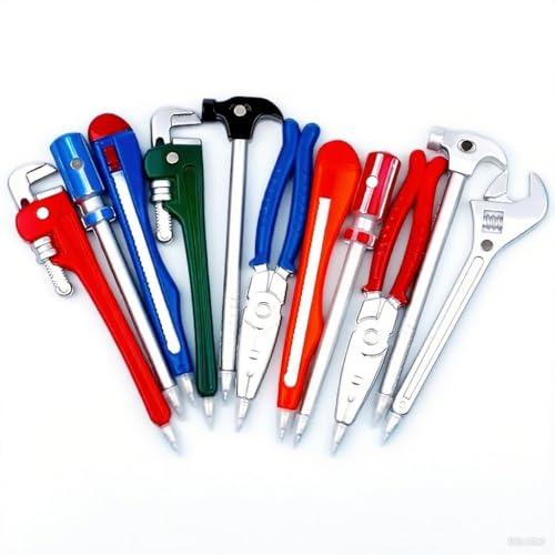 11 Stück Kugelschreiber, Hardware-Werkzeug-Design mit Cartoon-Schraubenschlüssel/Zange/Schraubendreher/Hammer – kreatives Schreibwaren, Geschenk für Kinder und Erwachsene von Generisch