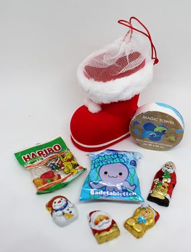 110601 Geschenk Set Nikolaus Stiefel 10cm für Kinder gefüllt mit Plüsch und magisches Handtuch 110601 Geschenk Set Nikolaus Stiefel 10cm für Kinder gefüllt mit Plüsch und magisches Handtuch von Generisch