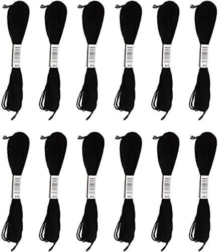 12/24 Knäuel pro Packung, Stickgarne, schwarz und weiß, für Stickgarn, Strickgarn, Floss Craft Floss, Stickkunst, 12 schwarze Mode in praktisch 12/24 Knäuel pro Packung, Stickgarne, schwarz und weiß, für Stickgarn, Strickgarn, Floss Craft Floss, Stickkunst, 12 schwarze Mode in praktisch von Generisch