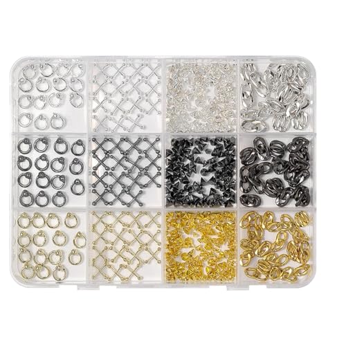 12 Gitter Punk Y2K Metall Nagel Charms, Maniküre Niet Kettens pitze Dekoration, Retro Kreis Nägel Lieferung DIY Handwerk von Generisch