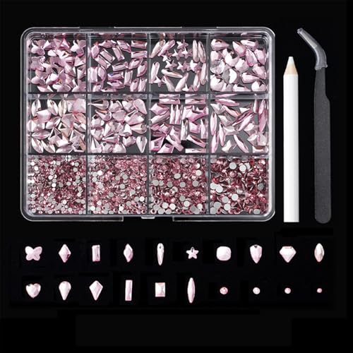 12 Gitter speziell geformte Nägel, Strasssteine, flache Rückseite, Charm-Mix-Stile, Nägel, Kunst-Dekorationen 12 Gitter speziell geformte Nägel, Strasssteine, flache Rückseite, Charm-Mix-Stile, Nägel, Kunst-Dekorationen von Generisch