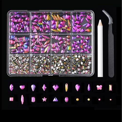 12 Gitter speziell geformte Nägel, Strasssteine, flache Rückseite, Charm-Mix-Stile, Nägel, Kunst-Dekorationen 12 Gitter speziell geformte Nägel, Strasssteine, flache Rückseite, Charm-Mix-Stile, Nägel, Kunst-Dekorationen von Generisch