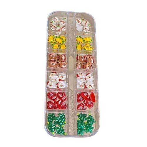 12 Grid Weihnachts nagel Charms, Cartoon Santa Claus Elch Schneemann Harz Nail Art Dekoration 12 Grid Weihnachts nagel Charms, Cartoon Santa Claus Elch Schneemann Harz Nail Art Dekoration von Generisch