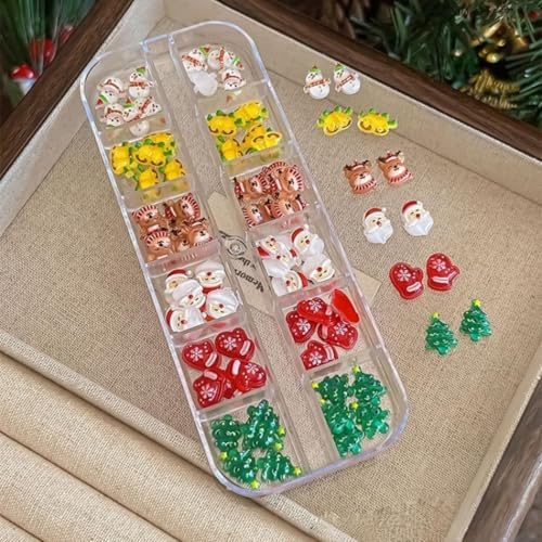 12 Grid Weihnachts serie Nagel kunst Schmuck Cartoon Weihnachts mann Elch Schneemann Nagel Charms Harz Nägel Kunst Dekoration DIY Nägel Designs 12 Grid Weihnachts serie Nagel kunst Schmuck Cartoon Weihnachts mann Elch Schneemann Nagel Charms Harz Nägel Kunst Dekoration DIY Nägel Designs von Generisch