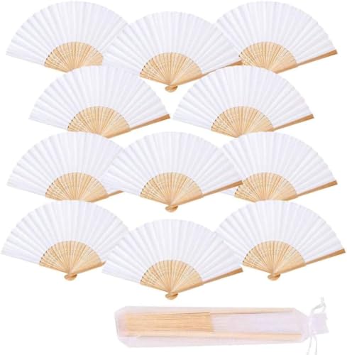 12 Hochzeitsfächer + Organza-Beutel, faltbarer Handfächer aus Bambuspapier für Kirche, Hochzeitsgeschenk, Wanddekoration, Partygeschenk, DIY-Wand, Vintage-Fächer 12 Hochzeitsfächer + Organza-Beutel, faltbarer Handfächer aus Bambuspapier für Kirche, Hochzeitsgeschenk, Wanddekoration, Partygeschenk, DIY-Wand, Vintage-Fächer von Generisch