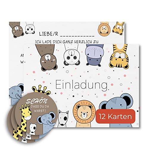 Bartschibär 12 Einladungskarten zum Kindergeburtstags im schönen Motiv mit verschiedenen Tieren von Bartschibär