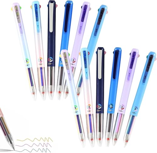 12 Stück 3-in-1-Gelstifte, 0,5 mm, mehrfarbiges Gel-Tintenstift-Set, Druckkugelschreiber, Gelstift in Bonbonfarben, bunter Kugelschreiber, Krankenschwester-Stift für Büro, Schulbedarf, Studenten von Generisch