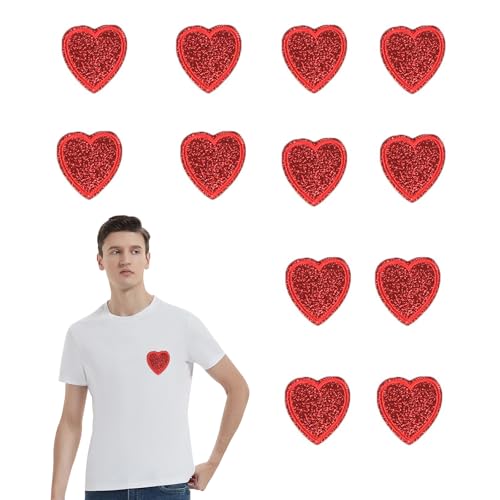12 Stück Herz-Aufnäher zum Aufbügeln - Bestickte Herz Patches mit Rote Herzen Design für Kleidung, Jeans, Taschen und Jacken 12 Stück Herz-Aufnäher zum Aufbügeln - Bestickte Herz Patches mit Rote Herzen Design für Kleidung, Jeans, Taschen und Jacken von Generisch