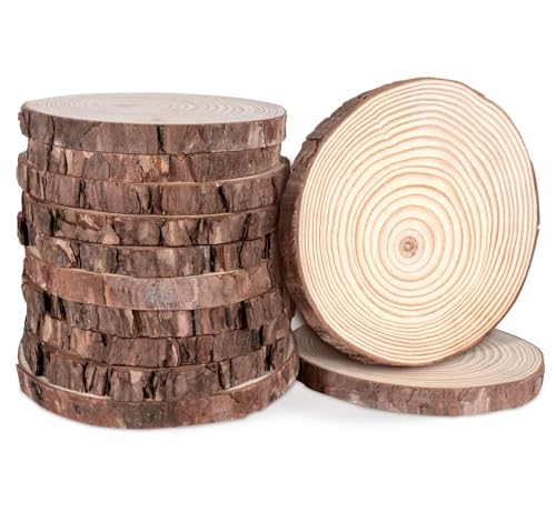 Holzscheiben ohne Loch, Holzscheiben zum Basteln, 12er Set Unvollendete Holzkreise 12-13cm, Runde Holzstücke 1cm Dick, Baumscheiben für Tischdeko Hochzeitsdeko DIY-Basteleien Wohnaccessoires Holzscheiben ohne Loch, Holzscheiben zum Basteln, 12er Set Unvollendete Holzkreise 12-13cm, Runde Holzstücke 1cm Dick, Baumscheiben für Tischdeko Hochzeitsdeko DIY-Basteleien Wohnaccessoires von Generisch