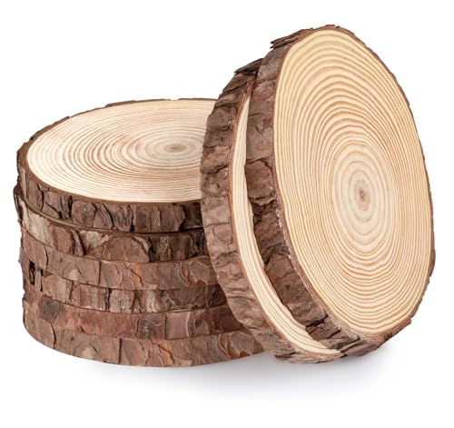 Holzscheiben ohne Loch, Holzscheiben zum Basteln, 12er Set Unvollendete Holzkreise 12-13cm, Runde Holzstücke 1cm Dick, Baumscheiben für Tischdeko Hochzeitsdeko DIY-Basteleien Wohnaccessoires von Generisch