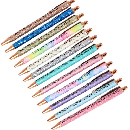 12 Stück lustige tägliche Stifte, lustiges Kugelschreiber-Set, Rollerball-Schreibset, modernes skurriles Design, schnell trocknende Tinte, 14 x 1 cm, für Zuhause, Klassenzimmer, Büros, Konferenzraum von Generisch