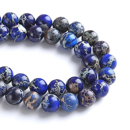 12 mm, 32 Stück, Naturstein, blauer Meeressediment-Jaspis, lose Perlen für Schmuckherstellung, DIY-Armbänder 12 mm, 32 Stück, Naturstein, blauer Meeressediment-Jaspis, lose Perlen für Schmuckherstellung, DIY-Armbänder von Generisch