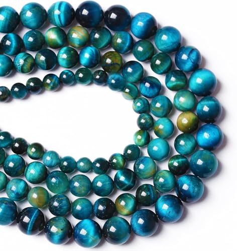 12 mm, 32 Stück, Pfauenblau, Tigeraugen-Steinperlen, natürliche Kristall-Abstandshalter, lose Perlen für Schmuckherstellung, DIY-Armband, Halbedelstein, 1 Strang, 38,1 cm 12 mm, 32 Stück, Pfauenblau, Tigeraugen-Steinperlen, natürliche Kristall-Abstandshalter, lose Perlen für Schmuckherstellung, DIY-Armband, Halbedelstein, 1 Strang, 38,1 cm von Generisch