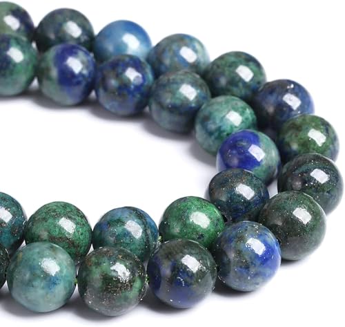 12 mm, 32 Stück Naturstein-Lapis-Chrysokoll-Perlen für Schmuckherstellung, DIY-Armbänder 12 mm, 32 Stück Naturstein-Lapis-Chrysokoll-Perlen für Schmuckherstellung, DIY-Armbänder von Generisch