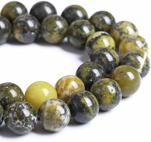 12 mm, 32 Stück Naturstein-Perlen in Gelb und Türkis, lose Perlen für Schmuckherstellung, DIY-Armbänder von Generisch