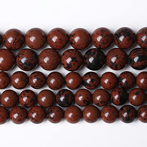 12 mm Naturstein-Mahagoni-Obsidian-Perlen für Schmuckherstellung, runde lose Abstandshalter, Perlen, DIY, Armband, Halskette (12 mm, Mahagoni-Obsidian-Perlen) von Generisch