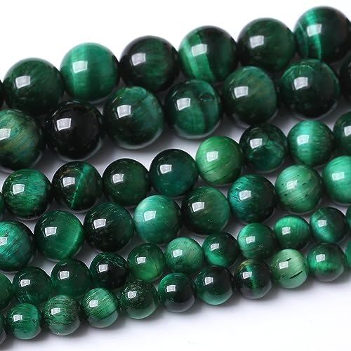 12 mm grünes Tigerauge, runde lose Perlen, natürliche Edelsteinperlen, Kristallperlen für Schmuckherstellung, DIY, Armband, Halskette von Generisch