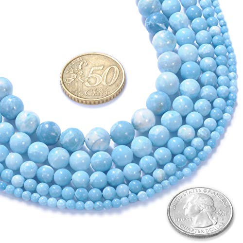 12 mm natürlicher Larimar-Edelstein, rund, lose Perlen, Kristallstein, Armband, Halskette, Zubehör, Basteln für Schmuckherstellung, DIY, 1 Strang, 38,1 cm von Generisch
