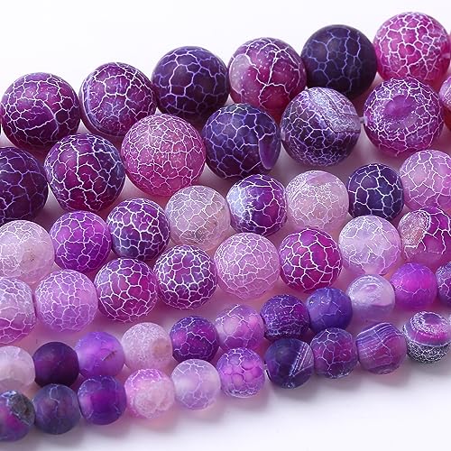 12 mm verwitterter lila Achat, runde lose Perlen, natürliche Edelsteinperlen, Kristallperlen für Schmuckherstellung, DIY, Armband, Halskette von Generisch