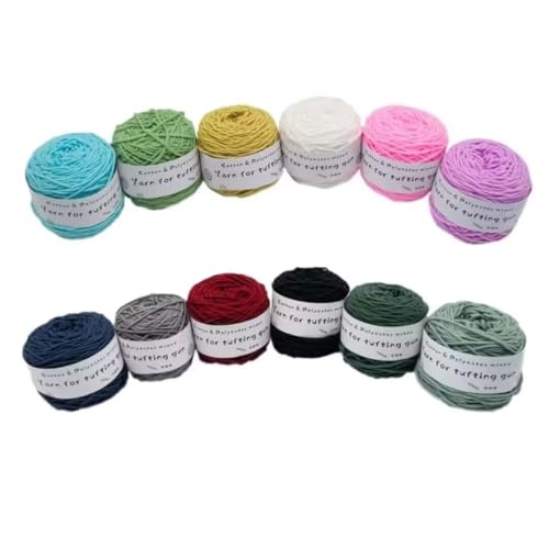 12 x 100 g Knäuel mit verschiedenen Tufting-Garnen, farbiges Poly- und Baumwollgarn, 8-fädiges Strickgarn für Tuftingpistole und Stanznadel, 5 mm Häkelnadel-Garn für Teppich/Pullover/Schal 12 x 100 g Knäuel mit verschiedenen Tufting-Garnen, farbiges Poly- und Baumwollgarn, 8-fädiges Strickgarn für Tuftingpistole und Stanznadel, 5 mm Häkelnadel-Garn für Teppich/Pullover/Schal von Generisch
