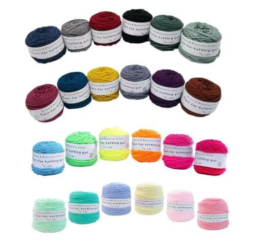 12 x 100 g Knäuel mit verschiedenen Tufting-Garnen, farbiges Poly- und Baumwollgarn, 8-fädiges Strickgarn für Tuftingpistole und Stanznadel, 5 mm Häkelnadel-Garn für Teppich/Pullover/Schal 12 x 100 g Knäuel mit verschiedenen Tufting-Garnen, farbiges Poly- und Baumwollgarn, 8-fädiges Strickgarn für Tuftingpistole und Stanznadel, 5 mm Häkelnadel-Garn für Teppich/Pullover/Schal von Generisch