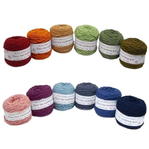 12 x 190 g Knäuel mit verschiedenen Tufting-Garnen, farbiges Poly- und Baumwollgarn, 8-fädiges Strickgarn für Tuftingpistole und Stanznadel, 5 mm Häkelnadel-Garn für Teppich/Pullover/Schal 12 x 190 g Knäuel mit verschiedenen Tufting-Garnen, farbiges Poly- und Baumwollgarn, 8-fädiges Strickgarn für Tuftingpistole und Stanznadel, 5 mm Häkelnadel-Garn für Teppich/Pullover/Schal von Generisch