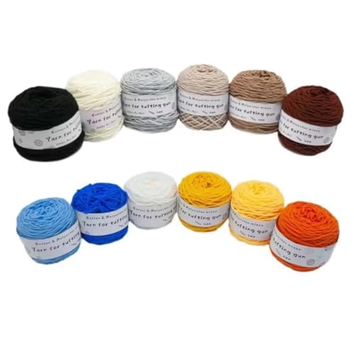 12 x 190 g Knäuel mit verschiedenen Tufting-Garnen, farbiges Poly- und Baumwollgarn, 8-fädiges Strickgarn für Tuftingpistole und Stanznadel, 5 mm Häkelnadel-Garn für Teppich/Pullover/Schal 12 x 190 g Knäuel mit verschiedenen Tufting-Garnen, farbiges Poly- und Baumwollgarn, 8-fädiges Strickgarn für Tuftingpistole und Stanznadel, 5 mm Häkelnadel-Garn für Teppich/Pullover/Schal von Generisch