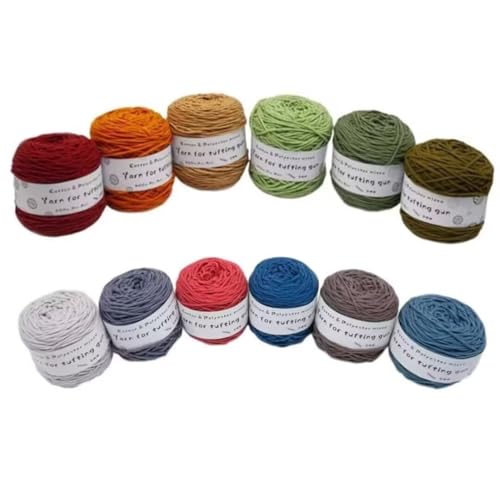 12 x 190 g Knäuel mit verschiedenen Tufting-Garnen, farbiges Poly- und Baumwollgarn, 8-fädiges Strickgarn für Tuftingpistole und Stanznadel, 5 mm Häkelnadel-Garn für Teppich/Pullover/Schal 12 x 190 g Knäuel mit verschiedenen Tufting-Garnen, farbiges Poly- und Baumwollgarn, 8-fädiges Strickgarn für Tuftingpistole und Stanznadel, 5 mm Häkelnadel-Garn für Teppich/Pullover/Schal von Generisch