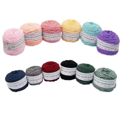12 x 190 g Knäuel mit verschiedenen Tufting-Garnen, farbiges Poly- und Baumwollgarn, 8-fädiges Strickgarn für Tuftingpistole und Stanznadel, 5 mm Häkelnadel-Garn für Teppich/Pullover/Schal 12 x 190 g Knäuel mit verschiedenen Tufting-Garnen, farbiges Poly- und Baumwollgarn, 8-fädiges Strickgarn für Tuftingpistole und Stanznadel, 5 mm Häkelnadel-Garn für Teppich/Pullover/Schal von Generisch
