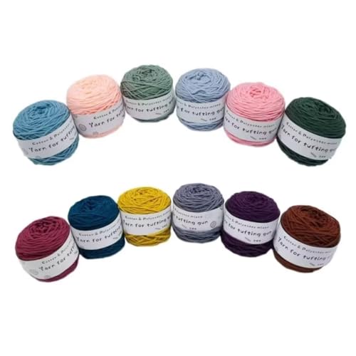 12 x 190 g Knäuel mit verschiedenen Tufting-Garnen, farbiges Poly- und Baumwollgarn, 8-fädiges Strickgarn für Tuftingpistole und Stanznadel, 5 mm Häkelnadel-Garn für Teppich/Pullover/Schal 12 x 190 g Knäuel mit verschiedenen Tufting-Garnen, farbiges Poly- und Baumwollgarn, 8-fädiges Strickgarn für Tuftingpistole und Stanznadel, 5 mm Häkelnadel-Garn für Teppich/Pullover/Schal von Generisch