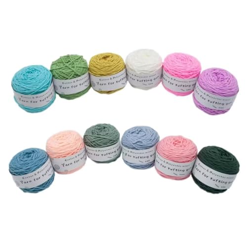 12 x 190 g Knäuel mit verschiedenen Tufting-Garnen, farbiges Poly- und Baumwollgarn, 8-fädiges Strickgarn für Tuftingpistole und Stanznadel, 5 mm Häkelnadel-Garn für Teppich/Pullover/Schal 12 x 190 g Knäuel mit verschiedenen Tufting-Garnen, farbiges Poly- und Baumwollgarn, 8-fädiges Strickgarn für Tuftingpistole und Stanznadel, 5 mm Häkelnadel-Garn für Teppich/Pullover/Schal von Generisch