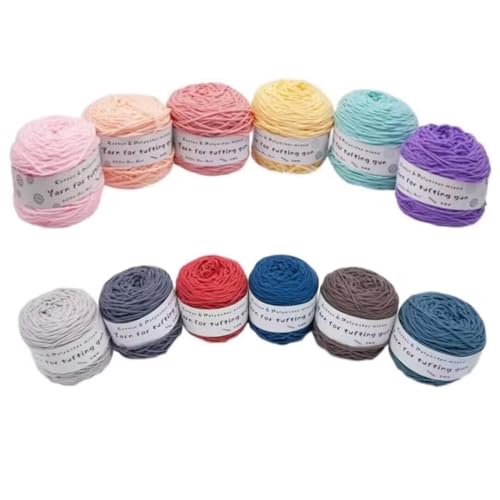 12 x 190 g Knäuel mit verschiedenen Tufting-Garnen, farbiges Poly- und Baumwollgarn, 8-fädiges Strickgarn für Tuftingpistole und Stanznadel, 5 mm Häkelnadel-Garn für Teppich/Pullover/Schal 12 x 190 g Knäuel mit verschiedenen Tufting-Garnen, farbiges Poly- und Baumwollgarn, 8-fädiges Strickgarn für Tuftingpistole und Stanznadel, 5 mm Häkelnadel-Garn für Teppich/Pullover/Schal von Generisch