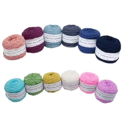 12 x 190 g Knäuel mit verschiedenen Tufting-Garnen, farbiges Poly- und Baumwollgarn, 8-fädiges Strickgarn für Tuftingpistole und Stanznadel, 5 mm Häkelnadel-Garn für Teppich/Pullover/Schal 12 x 190 g Knäuel mit verschiedenen Tufting-Garnen, farbiges Poly- und Baumwollgarn, 8-fädiges Strickgarn für Tuftingpistole und Stanznadel, 5 mm Häkelnadel-Garn für Teppich/Pullover/Schal von Generisch