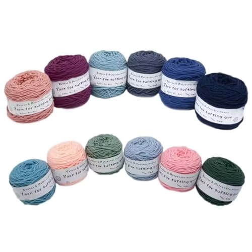 12 x 190 g Knäuel mit verschiedenen Tufting-Garnen, farbiges Poly- und Baumwollgarn, 8-fädiges Strickgarn für Tuftingpistole und Stanznadel, 5 mm Häkelnadel-Garn für Teppich/Pullover/Schal 12 x 190 g Knäuel mit verschiedenen Tufting-Garnen, farbiges Poly- und Baumwollgarn, 8-fädiges Strickgarn für Tuftingpistole und Stanznadel, 5 mm Häkelnadel-Garn für Teppich/Pullover/Schal von Generisch
