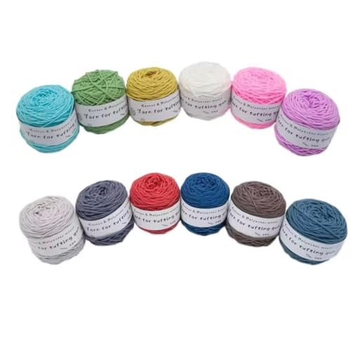 12 x 190 g Knäuel mit verschiedenen Tufting-Garnen, farbiges Poly- und Baumwollgarn, 8-fädiges Strickgarn für Tuftingpistole und Stanznadel, 5 mm Häkelnadel-Garn für Teppich/Pullover/Schal 12 x 190 g Knäuel mit verschiedenen Tufting-Garnen, farbiges Poly- und Baumwollgarn, 8-fädiges Strickgarn für Tuftingpistole und Stanznadel, 5 mm Häkelnadel-Garn für Teppich/Pullover/Schal von Generisch