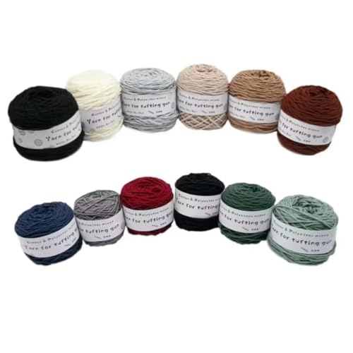12 x 190 g Knäuel mit verschiedenen Tufting-Garnen, farbiges Poly- und Baumwollgarn, 8-fädiges Strickgarn für Tuftingpistole und Stanznadel, 5 mm Häkelnadel-Garn für Teppich/Pullover/Schal 12 x 190 g Knäuel mit verschiedenen Tufting-Garnen, farbiges Poly- und Baumwollgarn, 8-fädiges Strickgarn für Tuftingpistole und Stanznadel, 5 mm Häkelnadel-Garn für Teppich/Pullover/Schal von Generisch