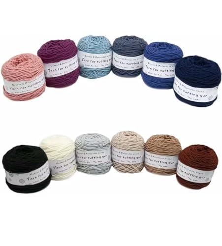 12 x 190 g Knäuel mit verschiedenen Tufting-Garnen, farbiges Poly- und Baumwollgarn, 8-fädiges Strickgarn für Tuftingpistole und Stanznadel, 5 mm Häkelnadel-Garn für Teppich/Pullover/Schal 12 x 190 g Knäuel mit verschiedenen Tufting-Garnen, farbiges Poly- und Baumwollgarn, 8-fädiges Strickgarn für Tuftingpistole und Stanznadel, 5 mm Häkelnadel-Garn für Teppich/Pullover/Schal von Generisch