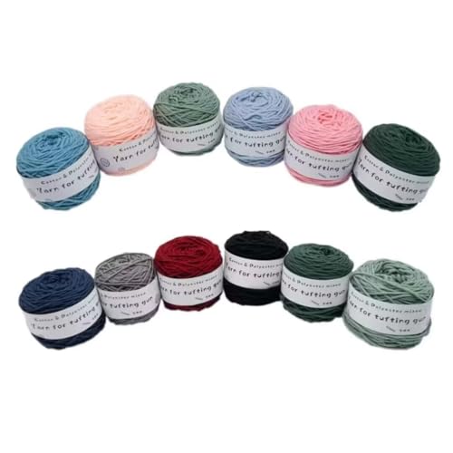 12 x 190 g Knäuel mit verschiedenen Tufting-Garnen, farbiges Poly- und Baumwollgarn, 8-fädiges Strickgarn für Tuftingpistole und Stanznadel, 5 mm Häkelnadel-Garn für Teppich/Pullover/Schal 12 x 190 g Knäuel mit verschiedenen Tufting-Garnen, farbiges Poly- und Baumwollgarn, 8-fädiges Strickgarn für Tuftingpistole und Stanznadel, 5 mm Häkelnadel-Garn für Teppich/Pullover/Schal von Generisch