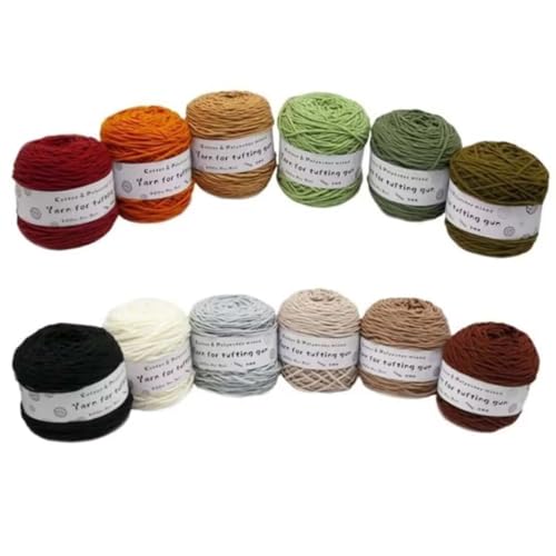 12 x 190 g Knäuel mit verschiedenen Tufting-Garnen, farbiges Poly- und Baumwollgarn, 8-fädiges Strickgarn für Tuftingpistole und Stanznadel, 5 mm Häkelnadel-Garn für Teppich/Pullover/Schal 12 x 190 g Knäuel mit verschiedenen Tufting-Garnen, farbiges Poly- und Baumwollgarn, 8-fädiges Strickgarn für Tuftingpistole und Stanznadel, 5 mm Häkelnadel-Garn für Teppich/Pullover/Schal von Generisch
