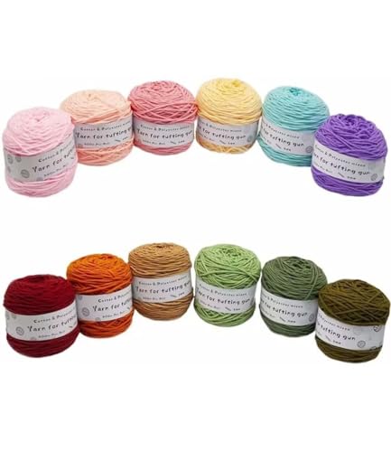 12 x 190 g Knäuel mit verschiedenen Tufting-Garnen, farbiges Poly- und Baumwollgarn, 8-fädiges Strickgarn für Tuftingpistole und Stanznadel, 5 mm Häkelnadel-Garn für Teppich/Pullover/Schal 12 x 190 g Knäuel mit verschiedenen Tufting-Garnen, farbiges Poly- und Baumwollgarn, 8-fädiges Strickgarn für Tuftingpistole und Stanznadel, 5 mm Häkelnadel-Garn für Teppich/Pullover/Schal von Generisch