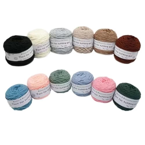 12 x 190 g Knäuel mit verschiedenen Tufting-Garnen, farbiges Poly- und Baumwollgarn, 8-fädiges Strickgarn für Tuftingpistole und Stanznadel, 5 mm Häkelnadel-Garn für Teppich/Pullover/Schal 12 x 190 g Knäuel mit verschiedenen Tufting-Garnen, farbiges Poly- und Baumwollgarn, 8-fädiges Strickgarn für Tuftingpistole und Stanznadel, 5 mm Häkelnadel-Garn für Teppich/Pullover/Schal von Generisch