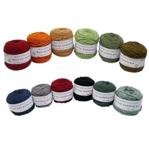 12 x 190 g Knäuel mit verschiedenen Tufting-Garnen, farbiges Poly- und Baumwollgarn, 8-fädiges Strickgarn für Tuftingpistole und Stanznadel, 5 mm Häkelnadel-Garn für Teppich/Pullover/Schal 12 x 190 g Knäuel mit verschiedenen Tufting-Garnen, farbiges Poly- und Baumwollgarn, 8-fädiges Strickgarn für Tuftingpistole und Stanznadel, 5 mm Häkelnadel-Garn für Teppich/Pullover/Schal von Generisch