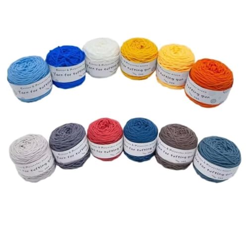 12 x 190 g Knäuel mit verschiedenen Tufting-Garnen, farbiges Poly- und Baumwollgarn, 8-fädiges Strickgarn für Tuftingpistole und Stanznadel, 5 mm Häkelnadel-Garn für Teppich/Pullover/Schal 12 x 190 g Knäuel mit verschiedenen Tufting-Garnen, farbiges Poly- und Baumwollgarn, 8-fädiges Strickgarn für Tuftingpistole und Stanznadel, 5 mm Häkelnadel-Garn für Teppich/Pullover/Schal von Generisch