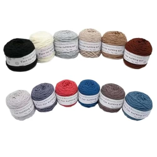12 x 190 g Knäuel mit verschiedenen Tufting-Garnen, farbiges Poly- und Baumwollgarn, 8-fädiges Strickgarn für Tuftingpistole und Stanznadel, 5 mm Häkelnadel-Garn für Teppich/Pullover/Schal 12 x 190 g Knäuel mit verschiedenen Tufting-Garnen, farbiges Poly- und Baumwollgarn, 8-fädiges Strickgarn für Tuftingpistole und Stanznadel, 5 mm Häkelnadel-Garn für Teppich/Pullover/Schal von Generisch