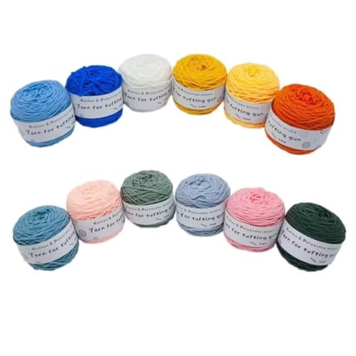 12 x 190 g Knäuel mit verschiedenen Tufting-Garnen, farbiges Poly- und Baumwollgarn, 8-fädiges Strickgarn für Tuftingpistole und Stanznadel, 5 mm Häkelnadel-Garn für Teppich/Pullover/Schal 12 x 190 g Knäuel mit verschiedenen Tufting-Garnen, farbiges Poly- und Baumwollgarn, 8-fädiges Strickgarn für Tuftingpistole und Stanznadel, 5 mm Häkelnadel-Garn für Teppich/Pullover/Schal von Generisch