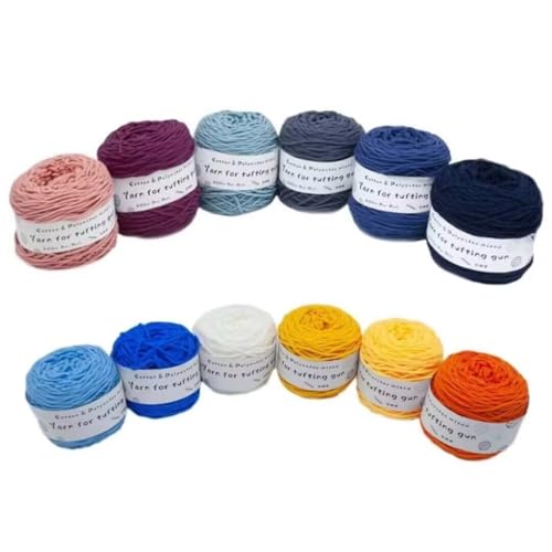12 x 190 g Knäuel mit verschiedenen Tufting-Garnen, farbiges Poly- und Baumwollgarn, 8-fädiges Strickgarn für Tuftingpistole und Stanznadel, 5 mm Häkelnadel-Garn für Teppich/Pullover/Schal 12 x 190 g Knäuel mit verschiedenen Tufting-Garnen, farbiges Poly- und Baumwollgarn, 8-fädiges Strickgarn für Tuftingpistole und Stanznadel, 5 mm Häkelnadel-Garn für Teppich/Pullover/Schal von Generisch