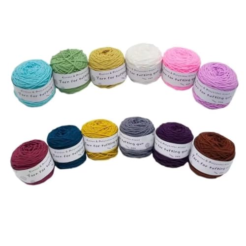 12 x 190 g Knäuel mit verschiedenen Tufting-Garnen, farbiges Poly- und Baumwollgarn, 8-fädiges Strickgarn für Tuftingpistole und Stanznadel, 5 mm Häkelnadel-Garn für Teppich/Pullover/Schal 12 x 190 g Knäuel mit verschiedenen Tufting-Garnen, farbiges Poly- und Baumwollgarn, 8-fädiges Strickgarn für Tuftingpistole und Stanznadel, 5 mm Häkelnadel-Garn für Teppich/Pullover/Schal von Generisch