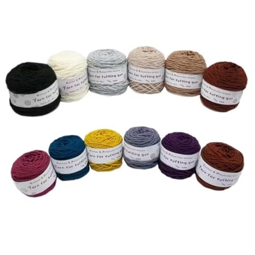 12 x 190 g Knäuel mit verschiedenen Tufting-Garnen, farbiges Poly- und Baumwollgarn, 8-fädiges Strickgarn für Tuftingpistole und Stanznadel, 5 mm Häkelnadel-Garn für Teppich/Pullover/Schal 12 x 190 g Knäuel mit verschiedenen Tufting-Garnen, farbiges Poly- und Baumwollgarn, 8-fädiges Strickgarn für Tuftingpistole und Stanznadel, 5 mm Häkelnadel-Garn für Teppich/Pullover/Schal von Generisch